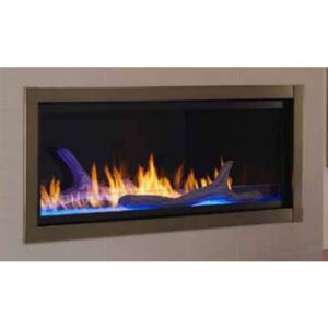 Modern electric fireplace with colorful flames.