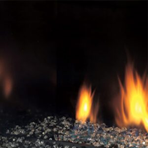 Fire flames with decorative glass stones.