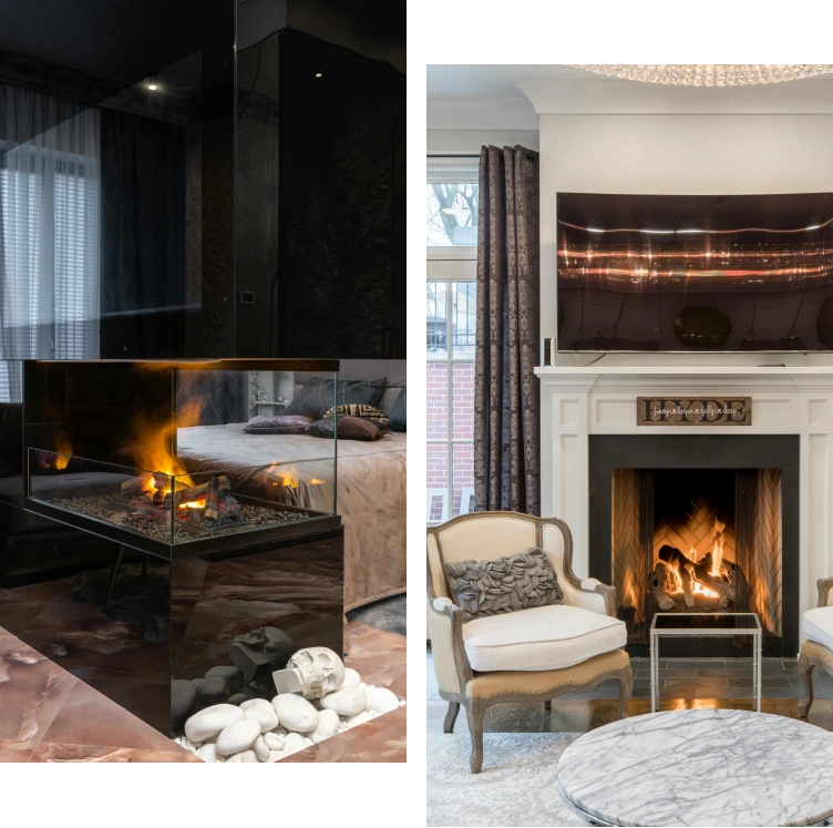 img-1 Cozy modern living room with a fireplace and elegant seating.